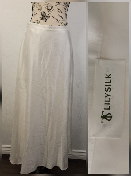 Lilysilk Dresses & Skirts - Lilysilk Slip Silk Maxi Skirt Size 6 Pockets Pearl Zip Office Capsule Minimal